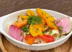 比較的大きな野菜が入った焼きカレー