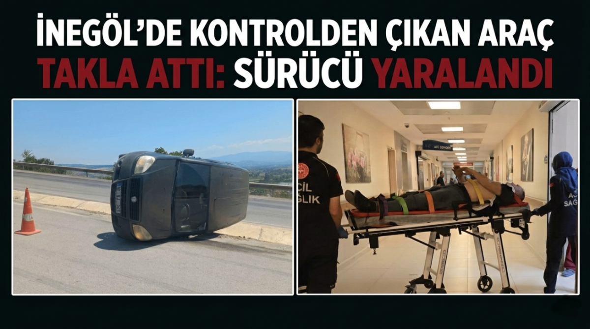 İnegöl'de Kontrolden Çıkan Araç Takla Attı: Sürücü Yaralandı