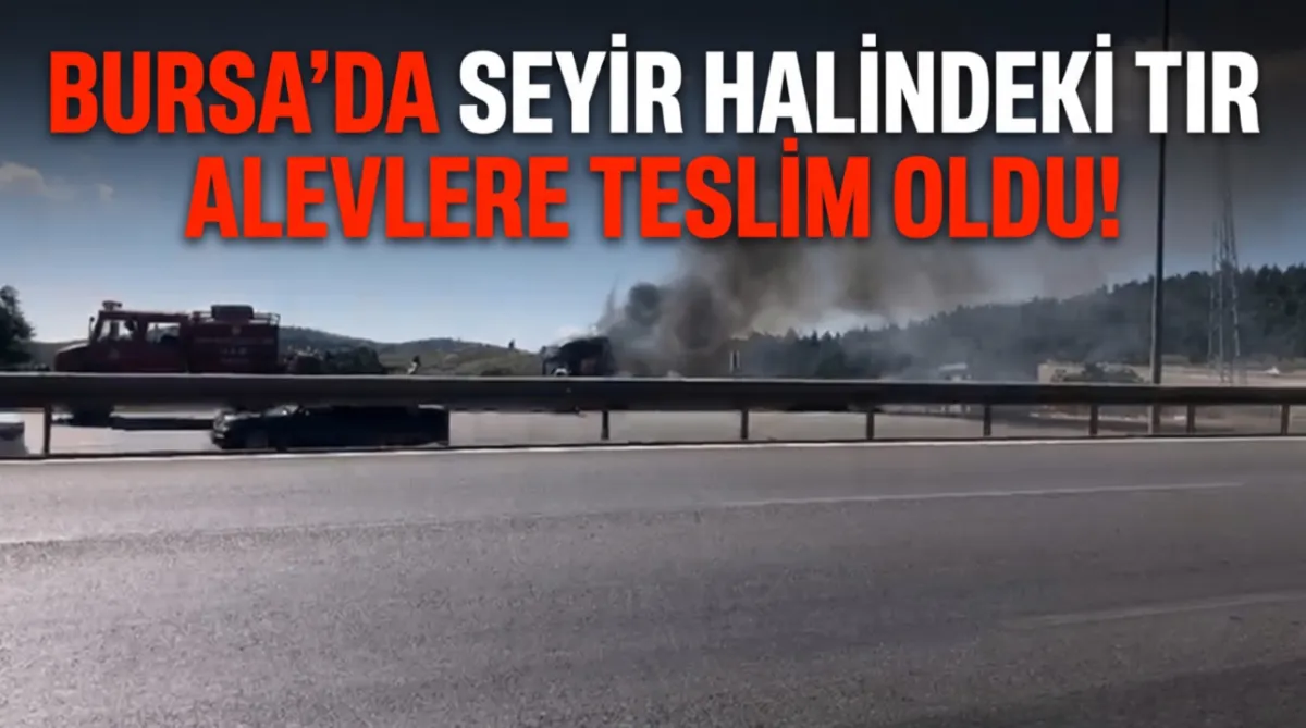 Bursa'da seyir halindeki tır alevlere teslim oldu!