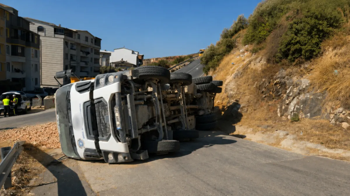 Bursa’da freni boşalan kamyon faciadan döndü: Şoförün manevrası kurtardı