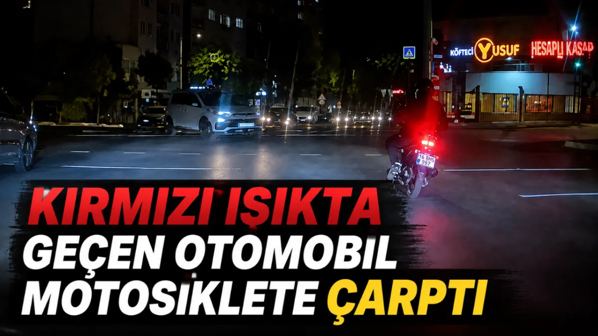 Kırmızı ışıkta geçen otomobil motosiklete çarptı