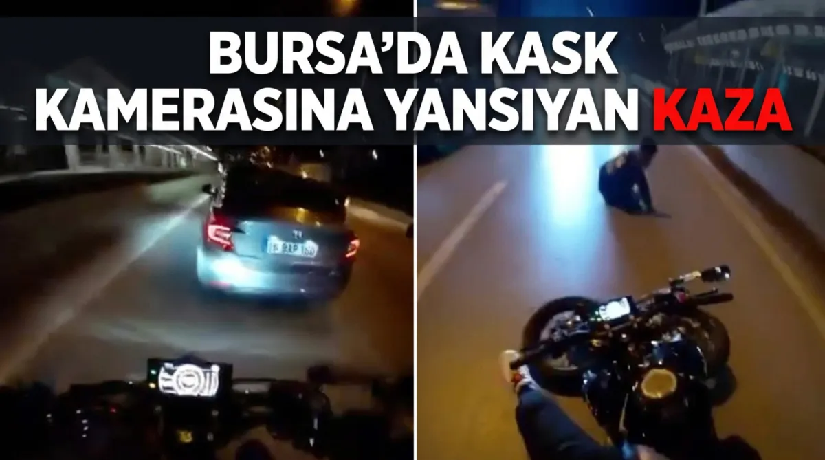 Bursa'da kask kamerasına yansıyan kaza
