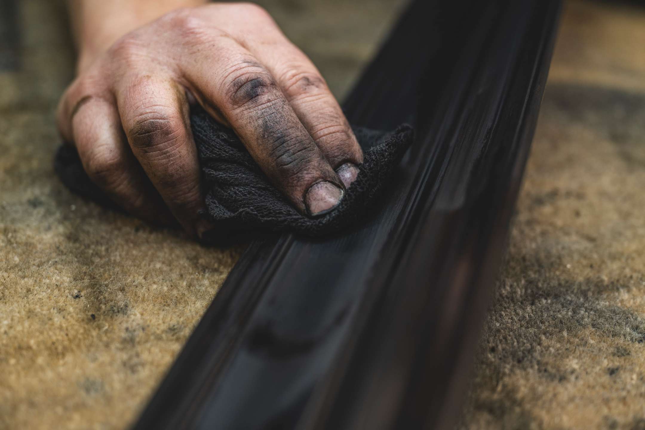 One of the layers of polish being meticulously applied