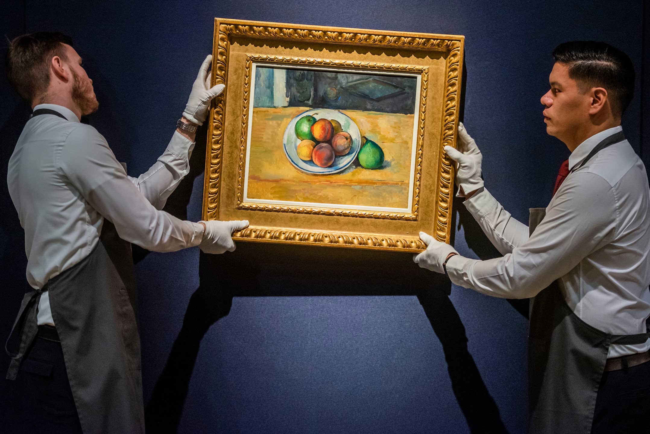 London, UK. 21st Feb, 2019. Paul Cezanne (1839-1906), Nature morte de peches et poires, est around £20m (c) – Christie?s presents an exhibition of works from its upcoming Impressionist & Modern Art and The Art Of The Surreal Sales.