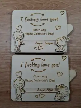 Lesena kartica za Valentinovo - I Love You