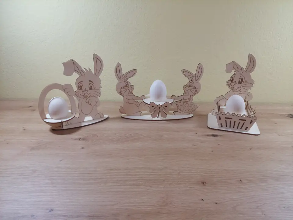 Leseni zajčki za veliko noč z nosilcem za pirhe