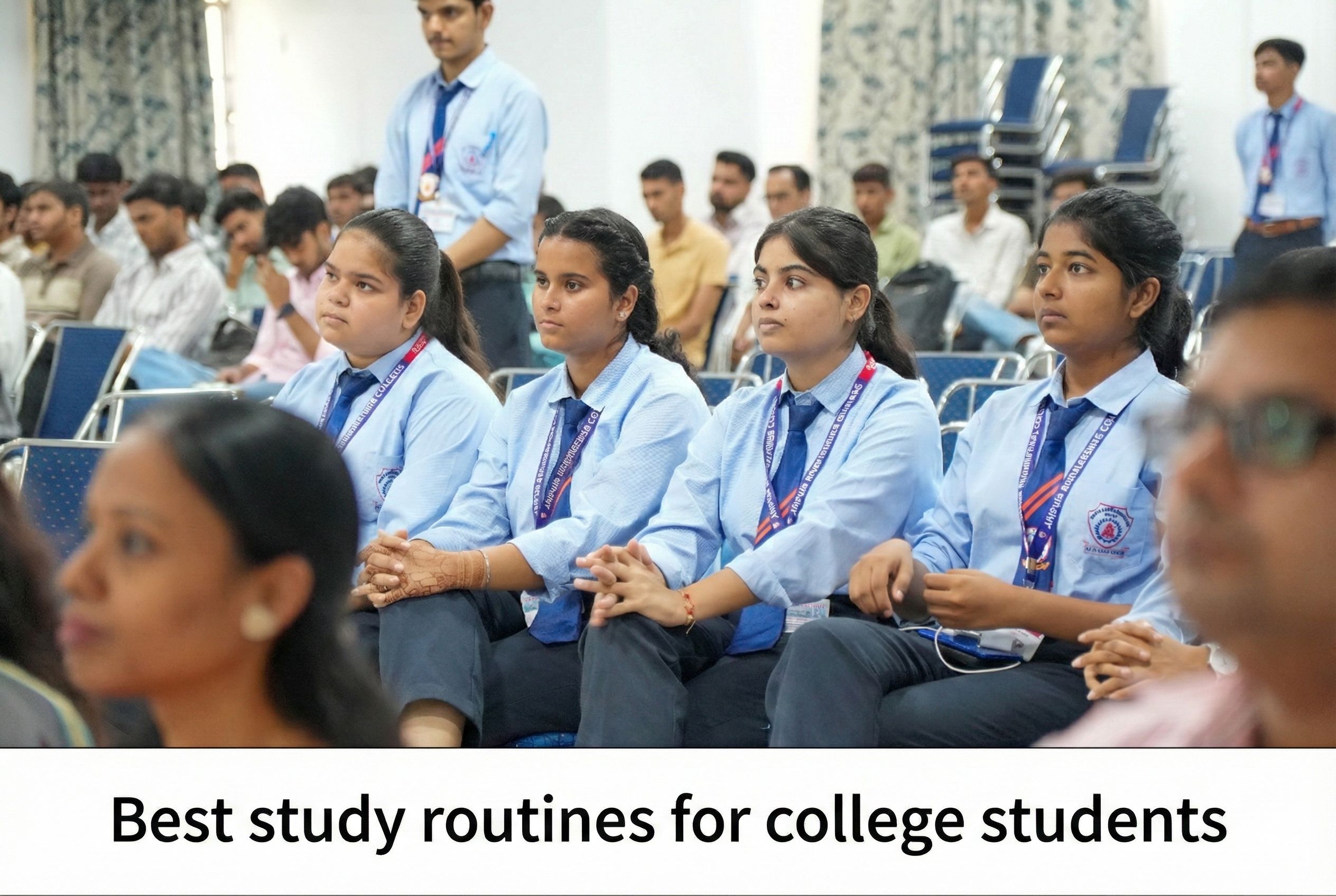 College students studying with books and laptops