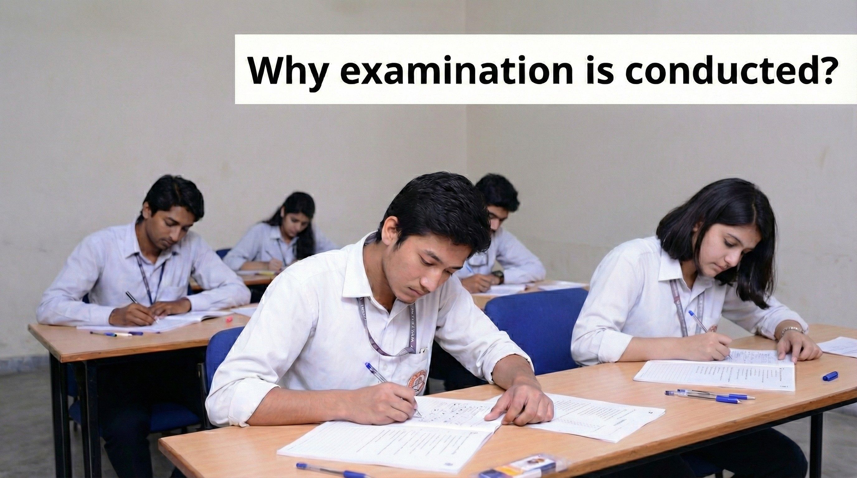 Students taking a written examination in a classroom at Jaipur Engineering College