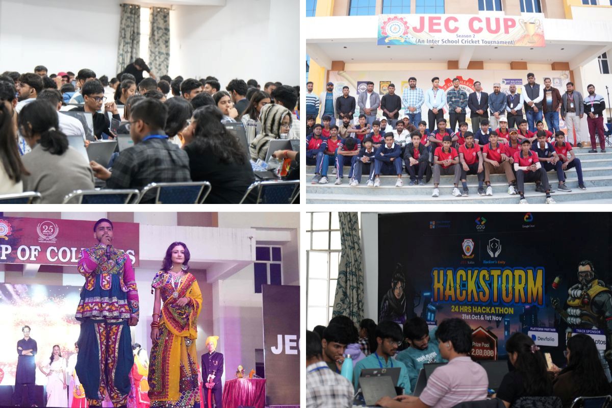 Students enjoying campus life and sports activities at JEC Jaipur