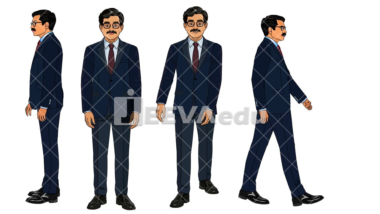 Indian Businessman 2D Cartoon Character – Multiple Poses