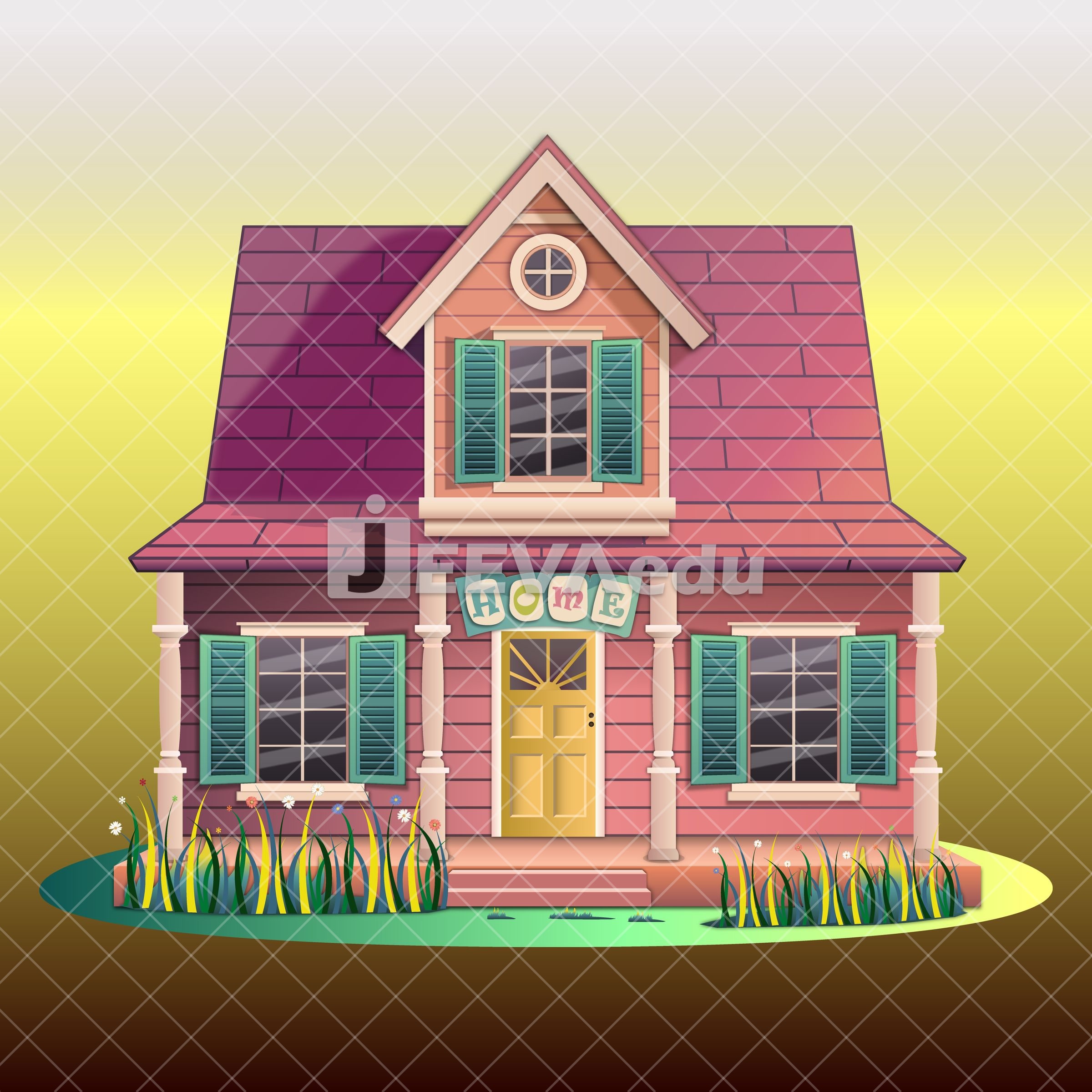 Cute cartoon house vector illustration