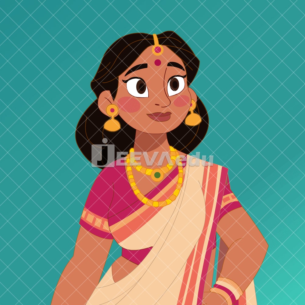 Rigged Indian Woman Character Asset — 2D Vector Style