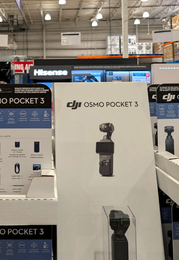 DJI Osmo Pocket 3 action camera bundle with gimbal and accessories from Costco, priced at $469.99.