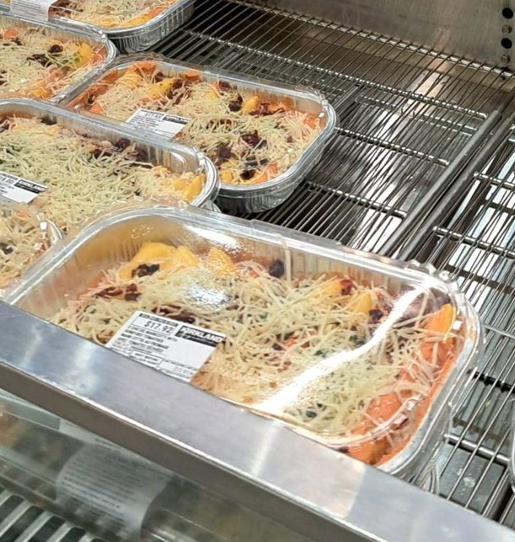 Kirkland Signature Five Cheese Manicotti with rose sauce and tomatoes, a ready-to-bake meal from Costco, $17.92.