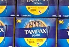 Tampax Pearl Regular tampons, 96 count pack, offering reliable protection, available at Costco for $15.49.