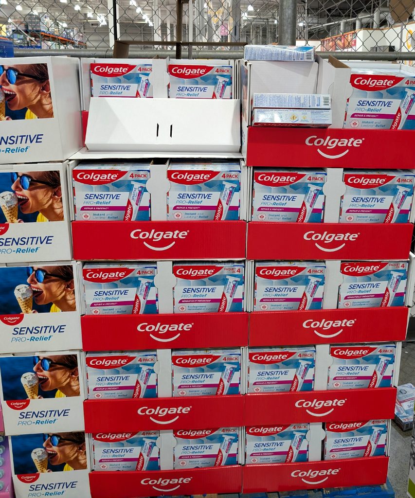 Colgate Sensitive Pro-Relief toothpaste 4-pack for sensitive teeth, available at Costco for $14.99.