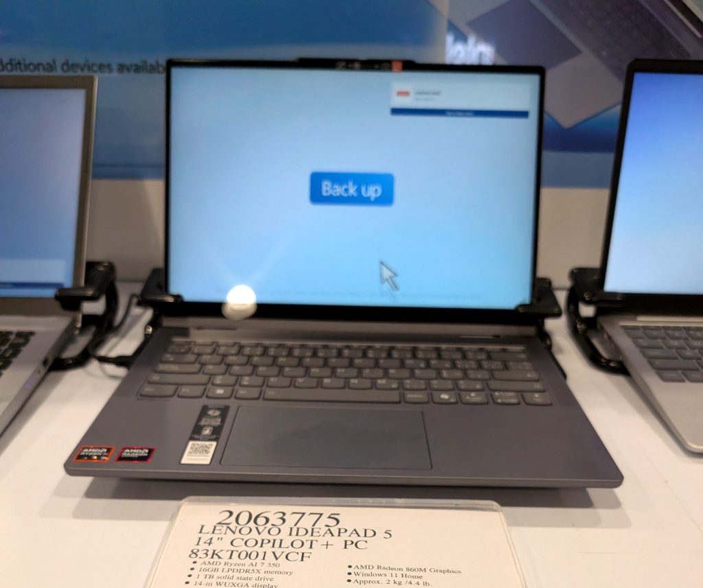 Gray Lenovo IdeaPad 5 14" Copilot+ PC with AMD Ryzen AI, 16GB RAM, 1TB SSD, available at Costco for $1199.99.