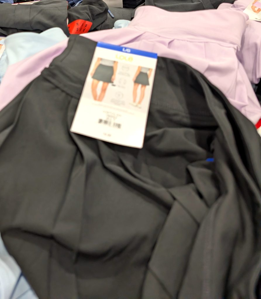 Black Lou Lé skort from Costco, ideal for active wear or casual outings, priced at $14.99.