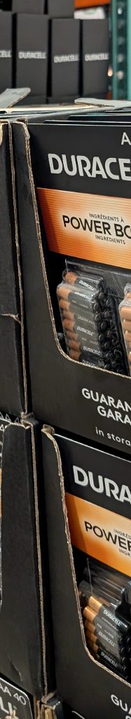Duracell Power Boost AAA batteries, pack of 40, providing reliable power for household electronics, available at Costco for $25.99.