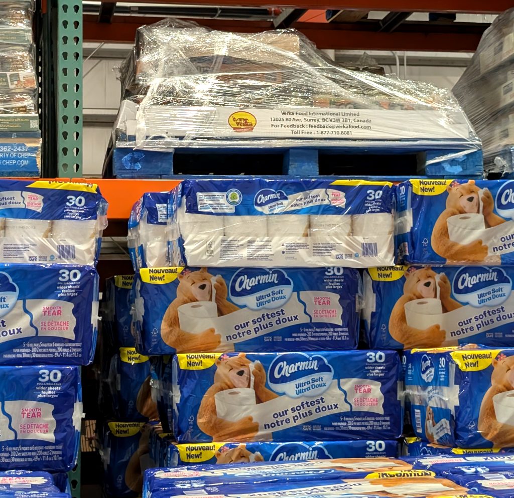 Charmin Ultra Soft bathroom tissue, 30 rolls x 200 sheets, bulk pack, on sale for $25.99 at Costco.