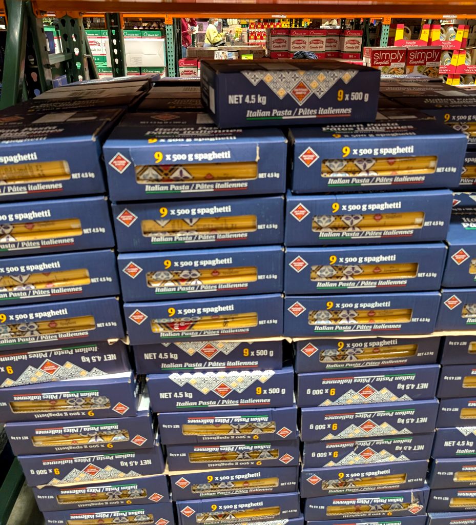 Antonio Amato Italian spaghetti, 9 x 500g bulk pack from Costco, ideal for large families and pantry stocking.