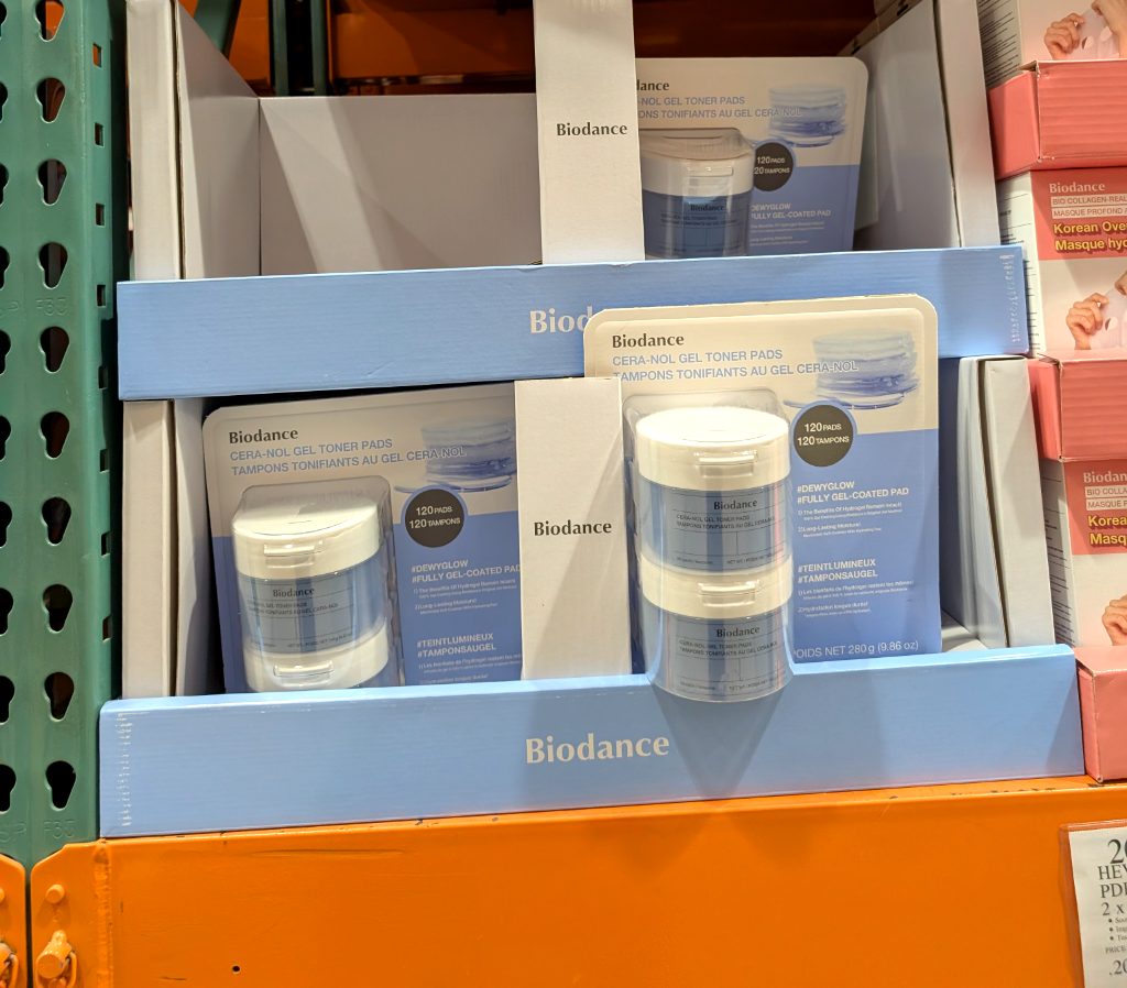 Biodance Cera-Nol Gel Toner Pads (2 x 60 pads) for deep hydration and Korean beauty, available at Costco for $34.97.