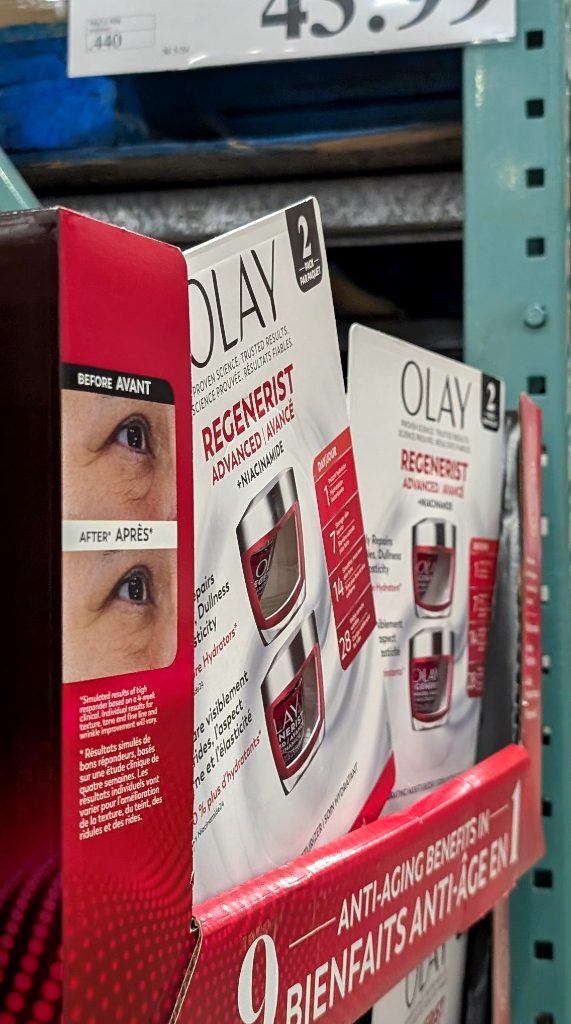 Olay Regenerist Micro-Sculpting Cream 2x50mL, an anti-aging face moisturizer, available at Costco for $43.99.