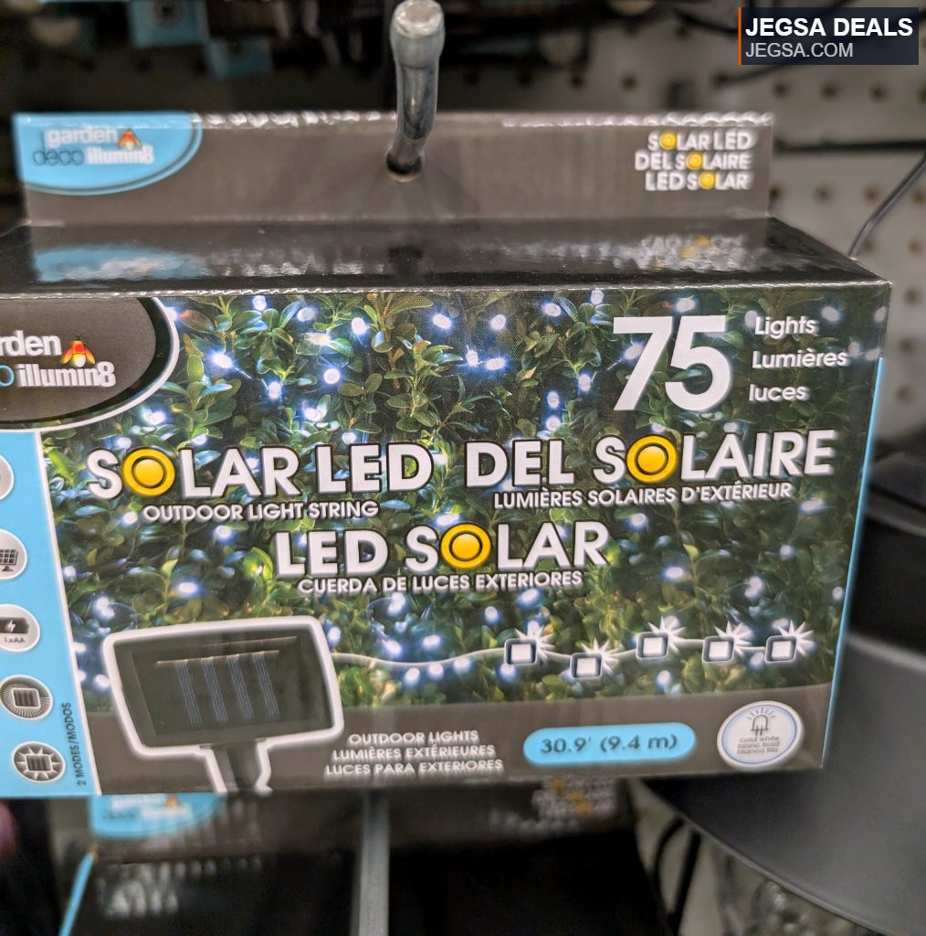 Garden Deco Illumin8 75 cold white solar LED outdoor light string, 30.9 ft, ideal for patio and garden ambiance.