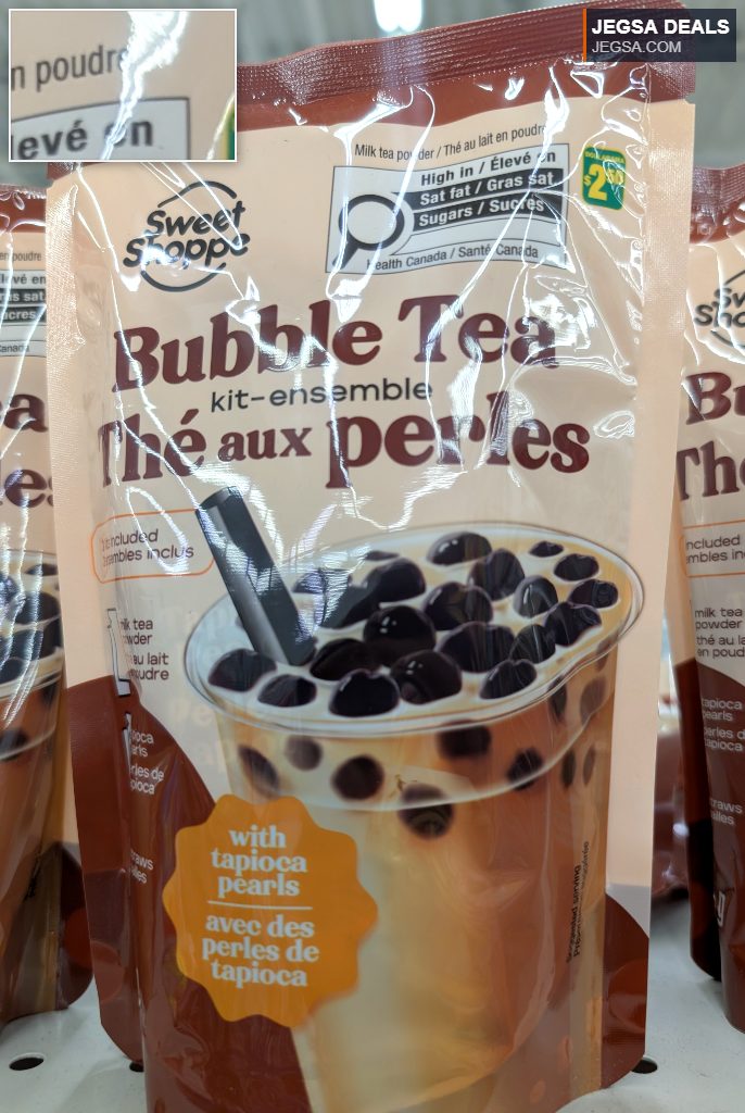 Sweet Shoppe Bubble Tea kit with tapioca pearls & straws. Make delicious bubble tea at home, found at Dollarama for $2.