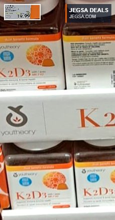 Youtheory Vitamin K2 + D3 zero sugar gummies from Costco, 120 count, for bone and immune support.