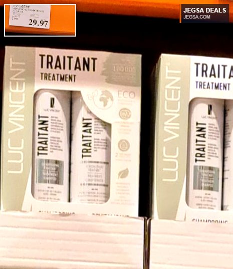 Luc Vincent 2-pack shampoo and conditioner set in white packaging, 500ml each, from Costco for $29.97.