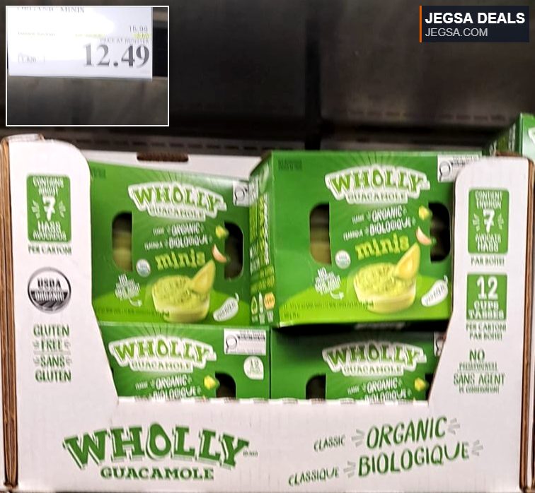 Wholly Guacamole Organic Minis 12-count pack from Costco, $12.49. Classic organic guacamole for snacks.