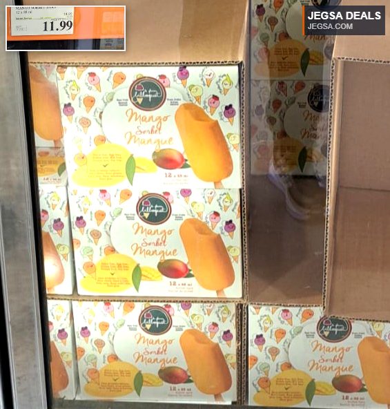 Bilboquet Mango Sorbet Bars, 12x88ml, from Costco for $11.99, a delicious frozen fruit treat.