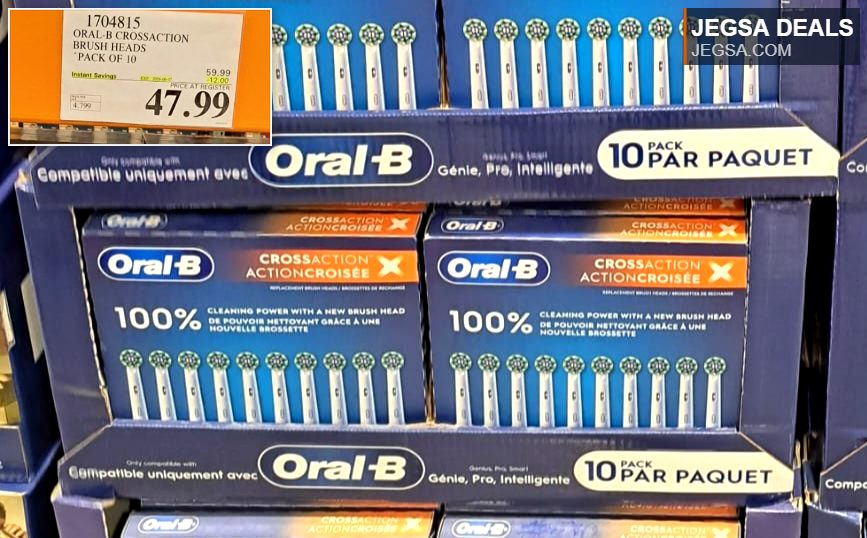 Oral-B CrossAction 10-pack replacement electric toothbrush heads from Costco for $47.99.