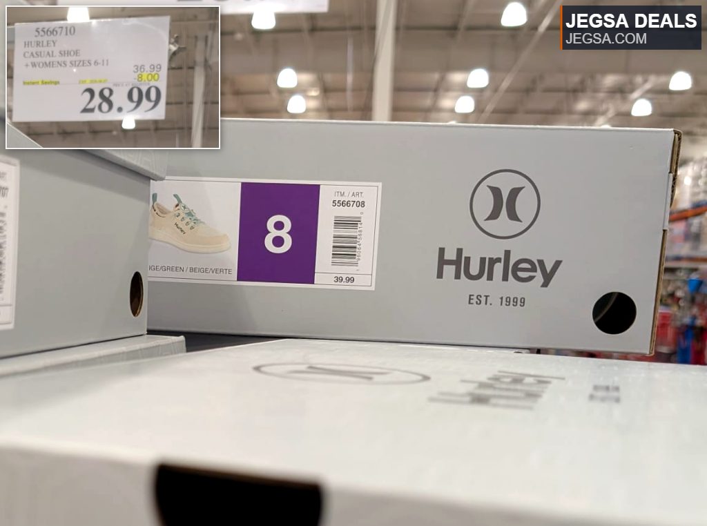 Women's Hurley casual shoes in light beige/green, ideal for everyday comfort, found at Costco for $28.99.