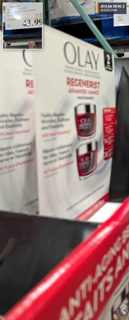 Olay Regenerist Micro-Sculpting Cream 2 x 50ml set from Costco, priced at $43.99, for advanced anti-aging skincare.