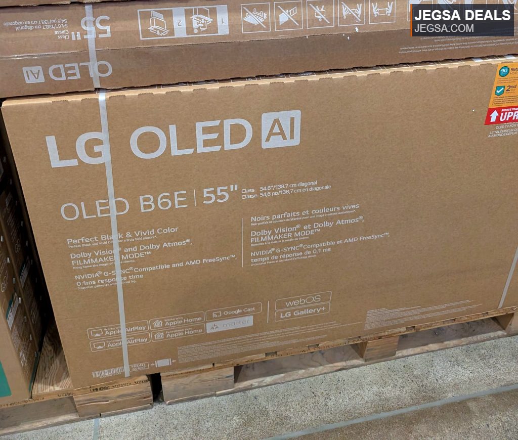 LG OLED55B6E 55-inch 4K UHD OLED TV from Costco, offering perfect black and vivid color for an immersive viewing experience.