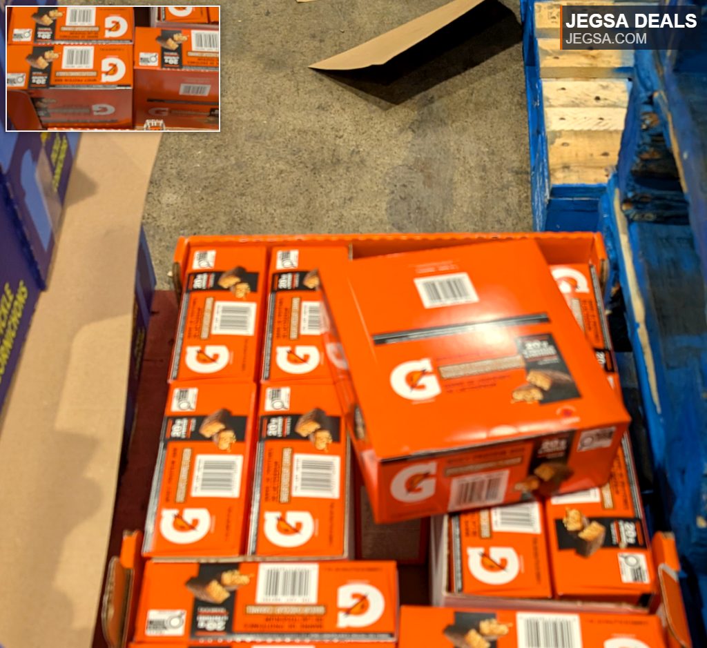 Gatorade Chocolate Caramel protein bars (12x80g) at Costco for $9.97, offering energy and a sweet treat.