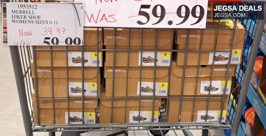 Merrell women's hiker shoes in brown, available in sizes 6-11, on sale from $59.99 to $39.97 at Costco.
