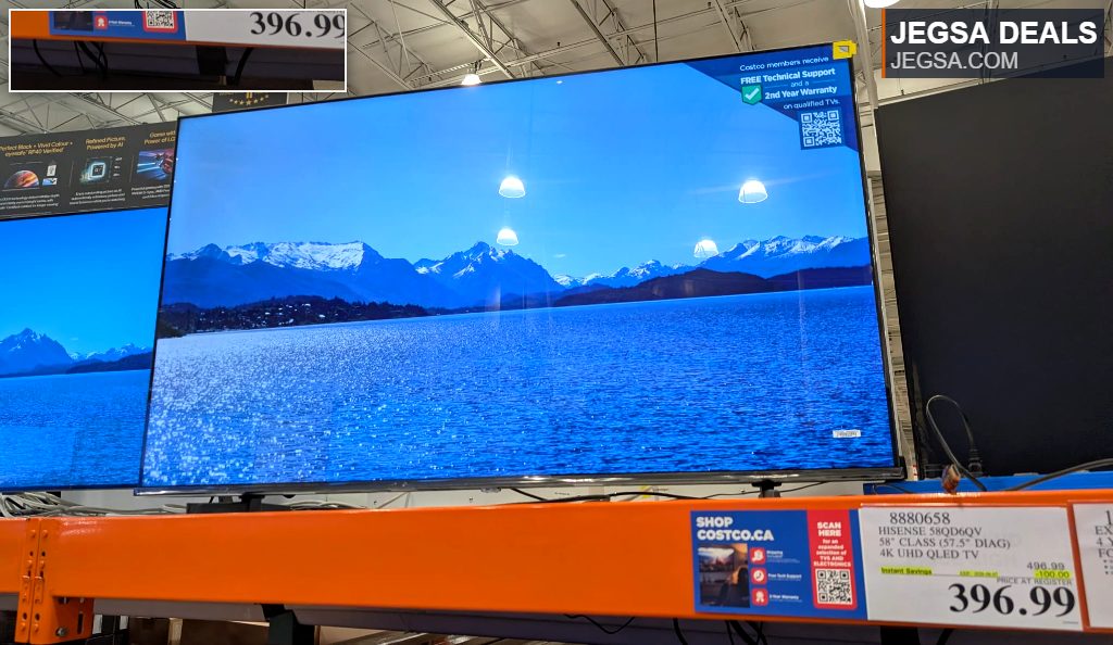 Hisense 58" 4K UHD QLED TV from Costco, offering vibrant QLED display for an immersive viewing experience.