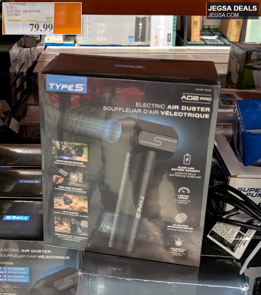 Black Type S AD2 Pro electric air duster, 12,000 mAh, ideal for electronics and home cleaning, available at Costco for $79.99.