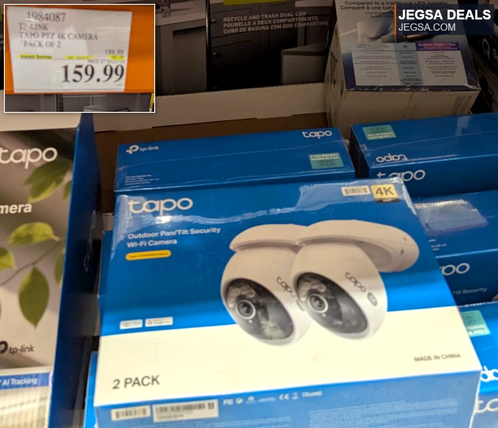 TP-Link Tapo PTZ 4K outdoor security camera 2-pack from Costco, ideal for home surveillance, priced at $159.99.