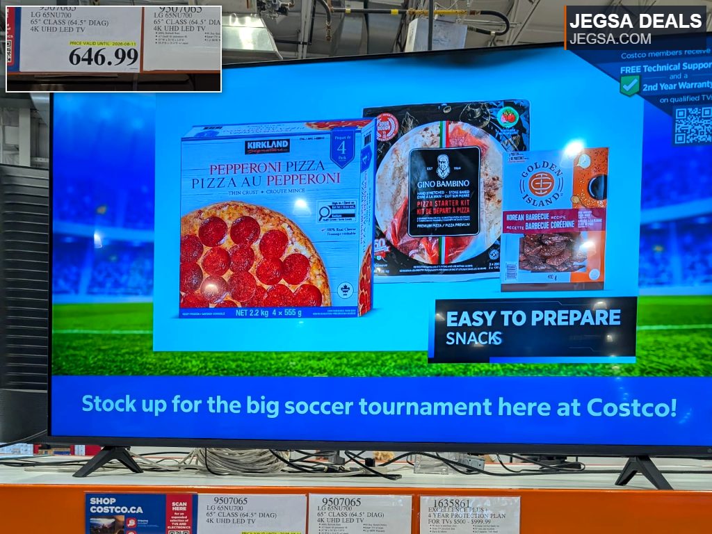 LG 65-inch 4K UHD LED TV from Costco, offering sharp 4K resolution for an exceptional home entertainment experience.