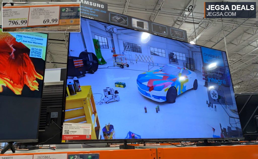 Samsung 75U7900F 74.5-inch 4K UHD LED TV from Costco, offering vivid picture and immersive sound for home entertainment.
