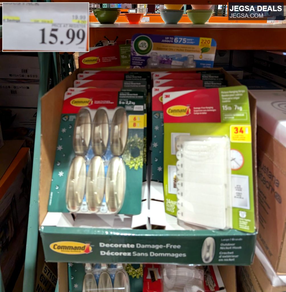 3M Command damage-free hooks and picture hanging strips various pack from Costco for $15.99.