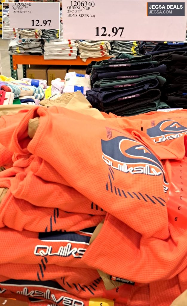Orange Quiksilver boys' waffle-knit 2-piece set from Costco, $12.97, available in sizes 3-8.