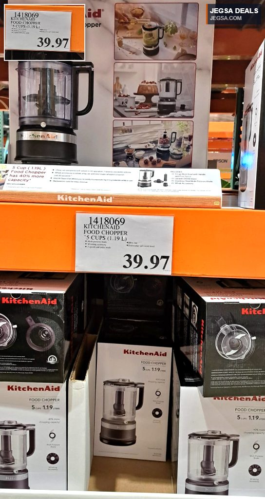 Black KitchenAid 5 Cup (1.19L) Food Chopper from Costco, priced at $39.97, ideal for chopping and blending kitchen ingredients.