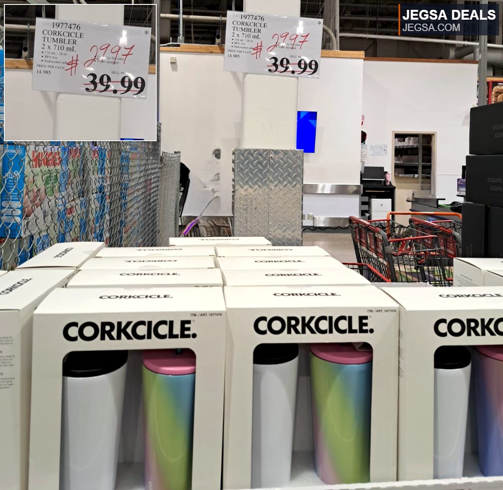 CORKCICLE insulated tumblers, 2-pack, white and colorful gradient, for hot or cold beverages available at Costco.