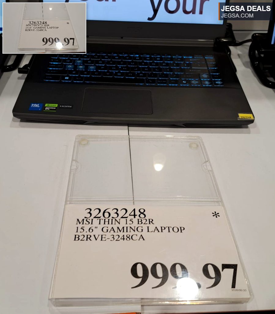 MSI Thin 15 B2R 15.6-inch gaming laptop with a backlit keyboard, ideal for immersive gaming at Costco.