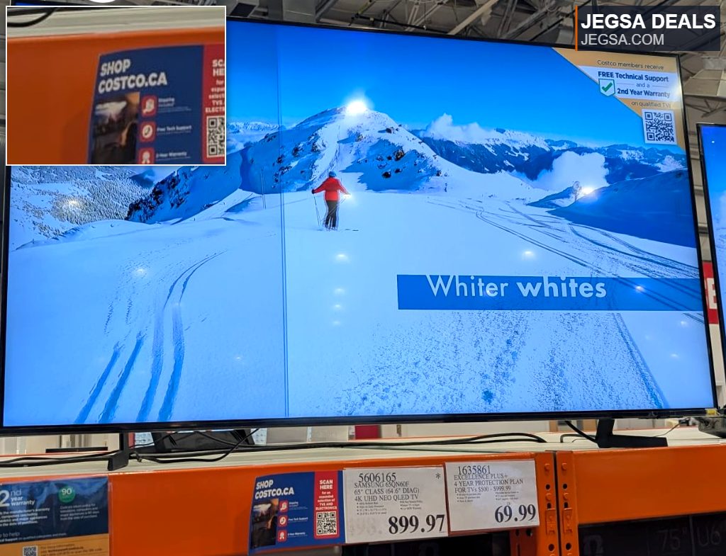 Samsung 65-inch 4K UHD Neo QLED TV from Costco, offering vibrant displays for immersive entertainment.